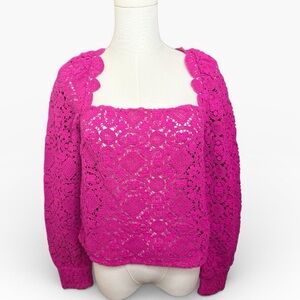 Sezane Pink Lace Sweater